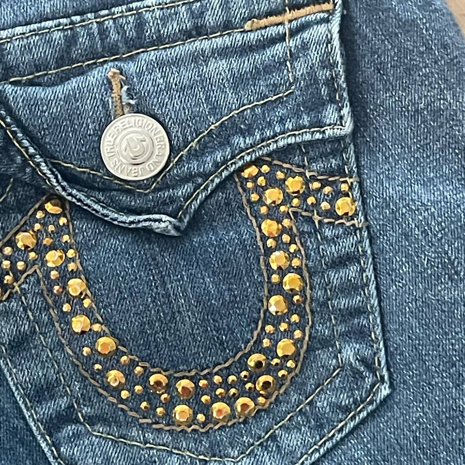 True Religion True Religion Straight Jeans size 28 studded logo pockets Size 28" / US 6 / IT 42 - 3 Thumbnail