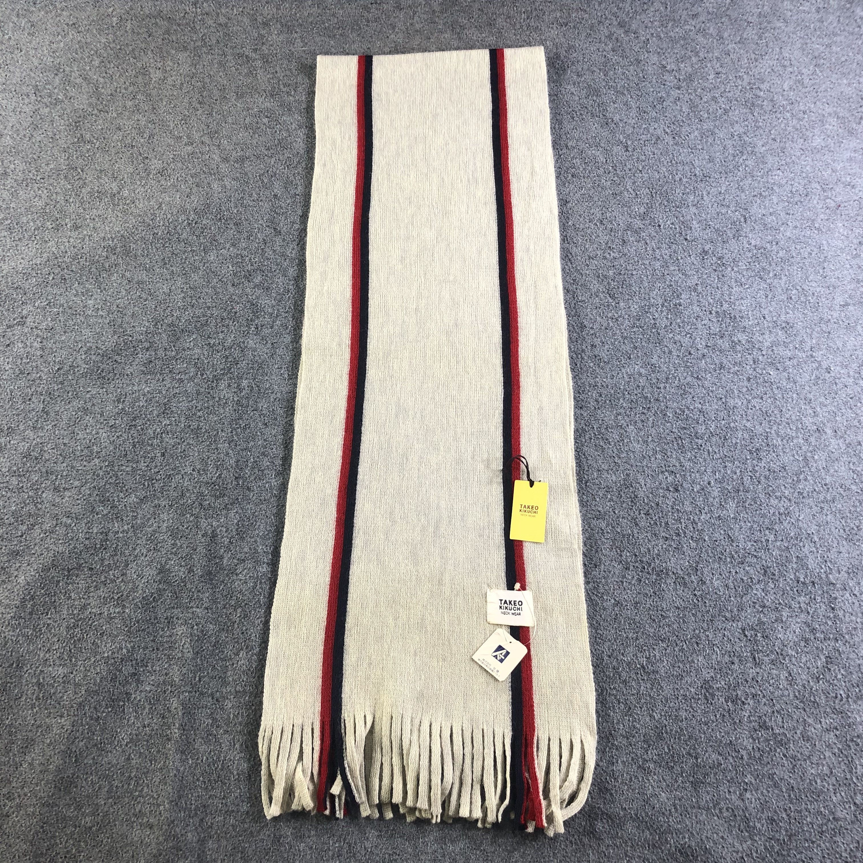 Takeo Kikuchi Takeo Kikuchi Striped Knit Wool Scarf Muffler V2040 Size ONE SIZE - 2 Thumbnail