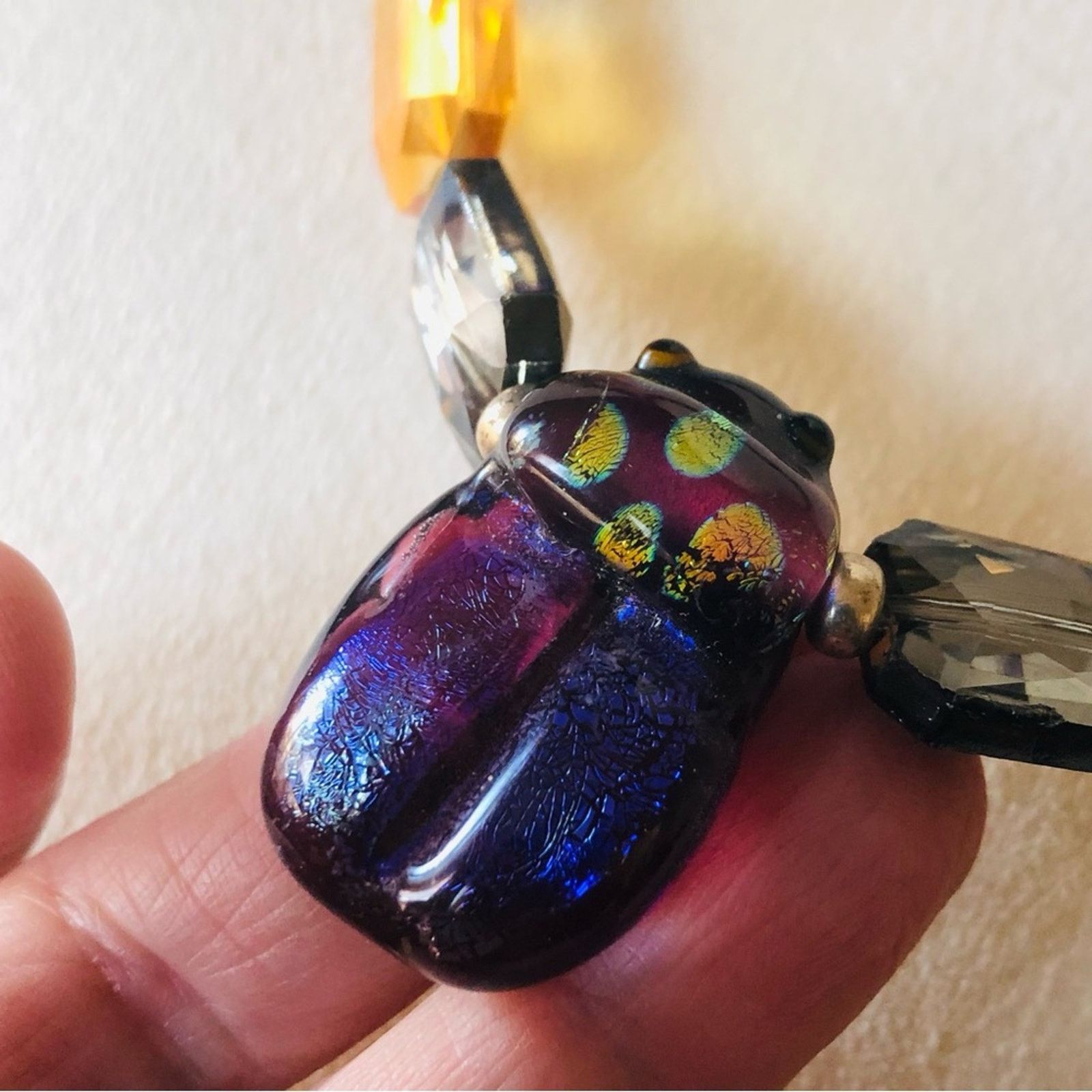 Handmade Handcrafted double strand Pearl scarab pendant necklace Size ONE SIZE - 10 Thumbnail