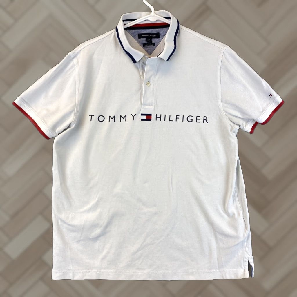 Tommy Hilfiger Tommy Hilfiger Polo Shirt Men Slim Size L White 100% Cotton Solid Rugby Classic Short Sleeve Mens Size US L / EU 52-54 / 3 - 1 Thumbnail