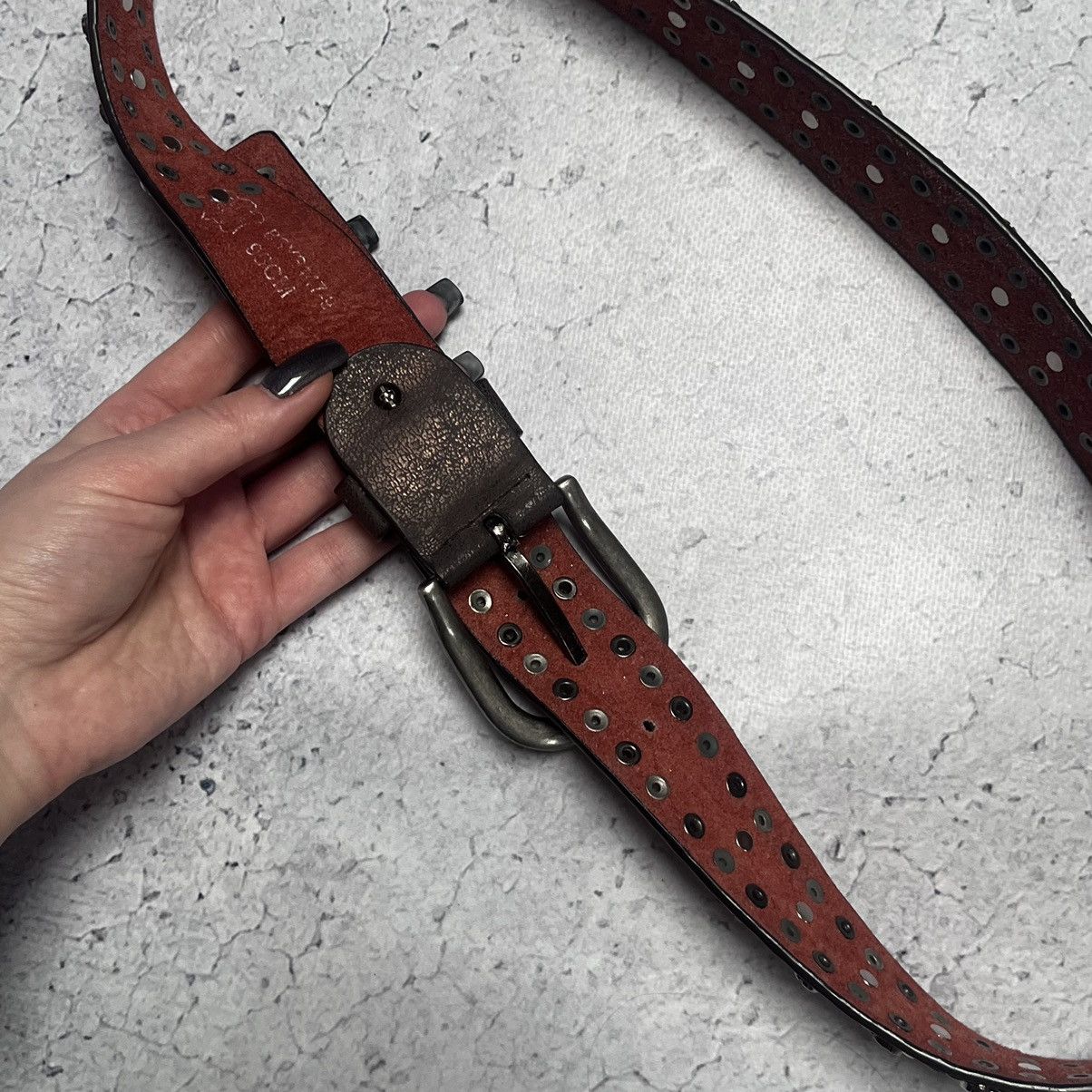 Designer × Vintage B.B. Simon Style Leather Belt With Crystals Avant Garde Size ONE SIZE - 7 Thumbnail