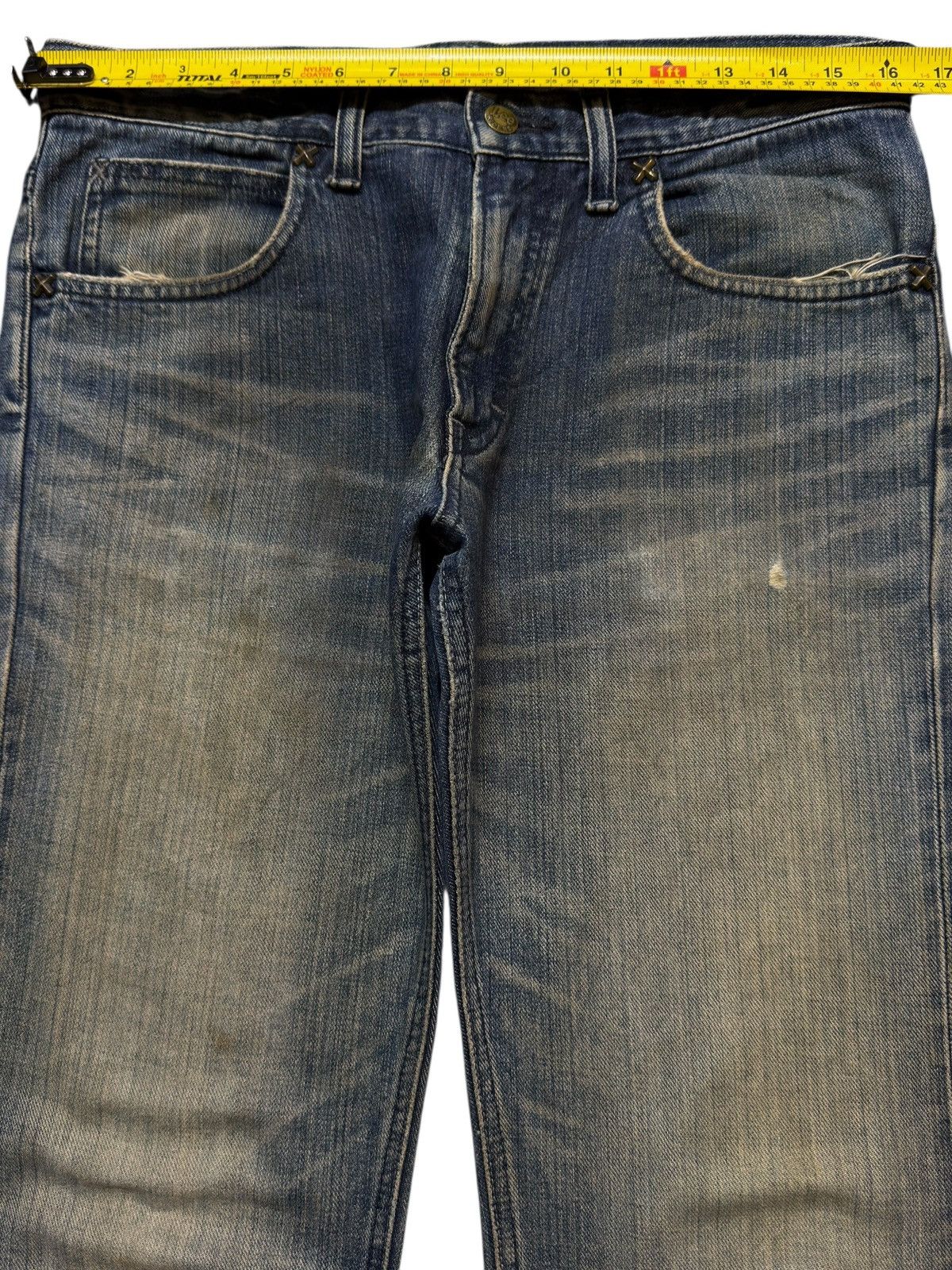 Lee Vintage 90s Lee Mud Wash Faded Whisker Wide Leg Flare Jeans Size US 32 / EU 48 - 10 Thumbnail
