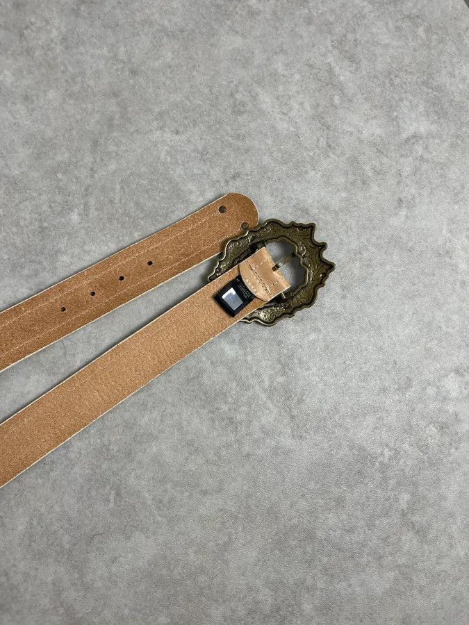 Just Cavalli 2000s Cavalli Beige Royal Buckle Leather Belt Size ONE SIZE - 4 Thumbnail