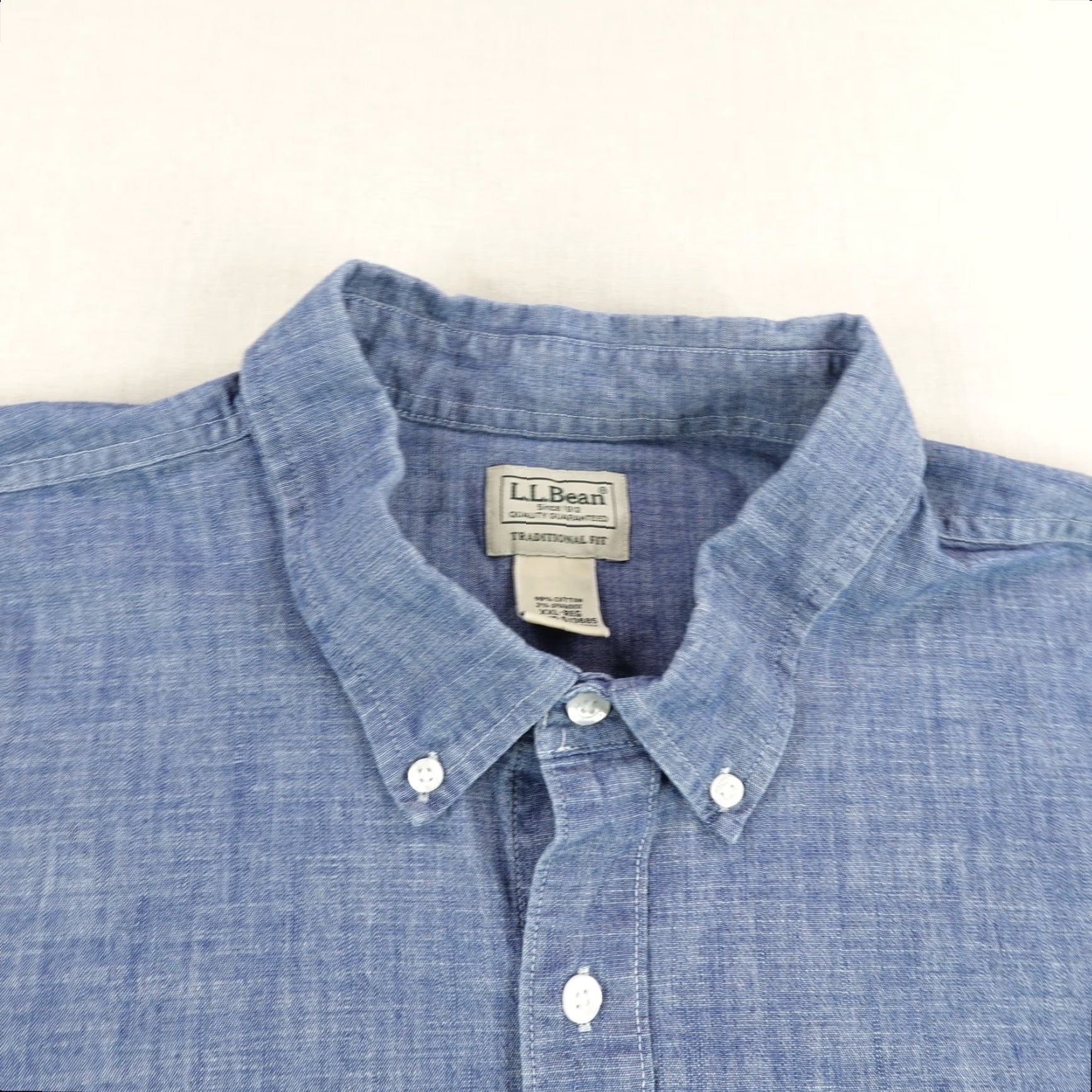 Vintage LL Bean Shirt Mens 2XL Blue Chambray Button Up Comfort Stretch Traditional Fit Size US XXL / EU 58 / 5 - 2 Thumbnail