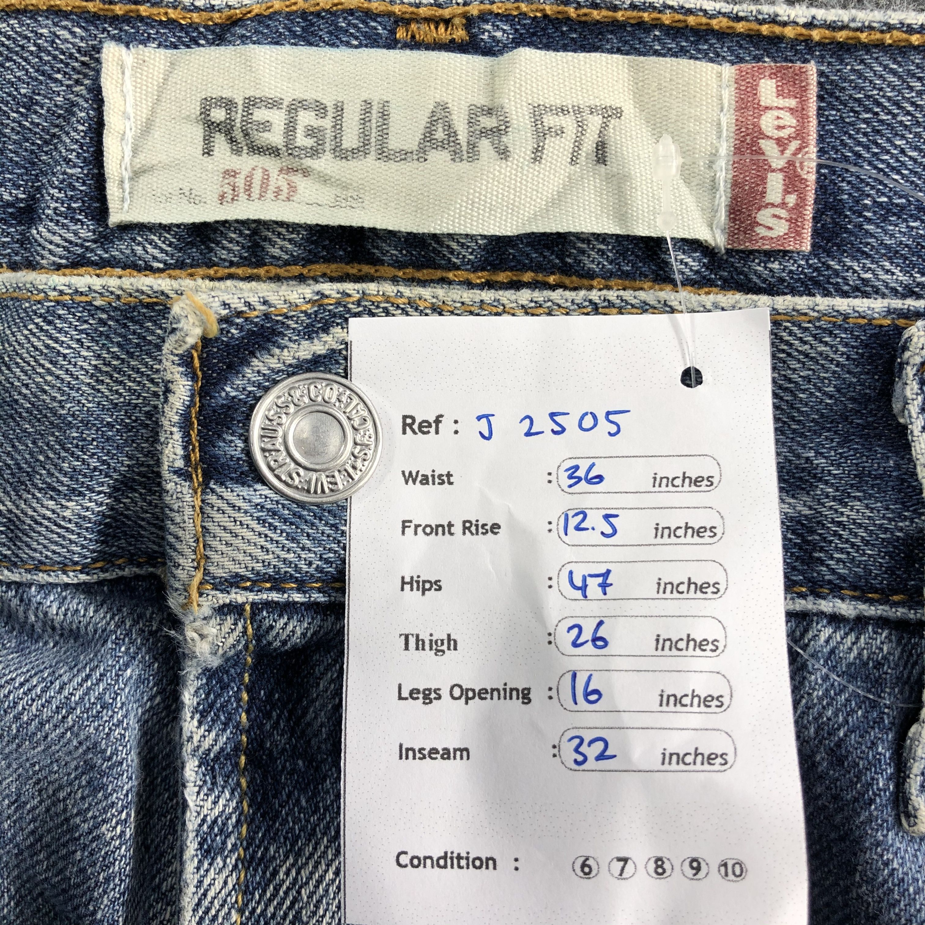 Levi's Vintage Blue Wash Levis 505 Jeans-J2505 Size US 36 / EU 52 - 19 Thumbnail