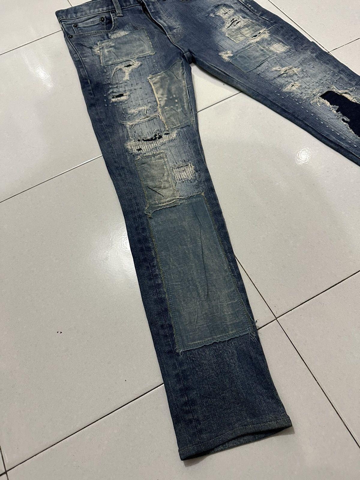 Vintage VTG 🇯🇵 GLAMP Skinny Patchwork Distress Denim Size 1 Size US 30 / EU 46 - 5 Thumbnail