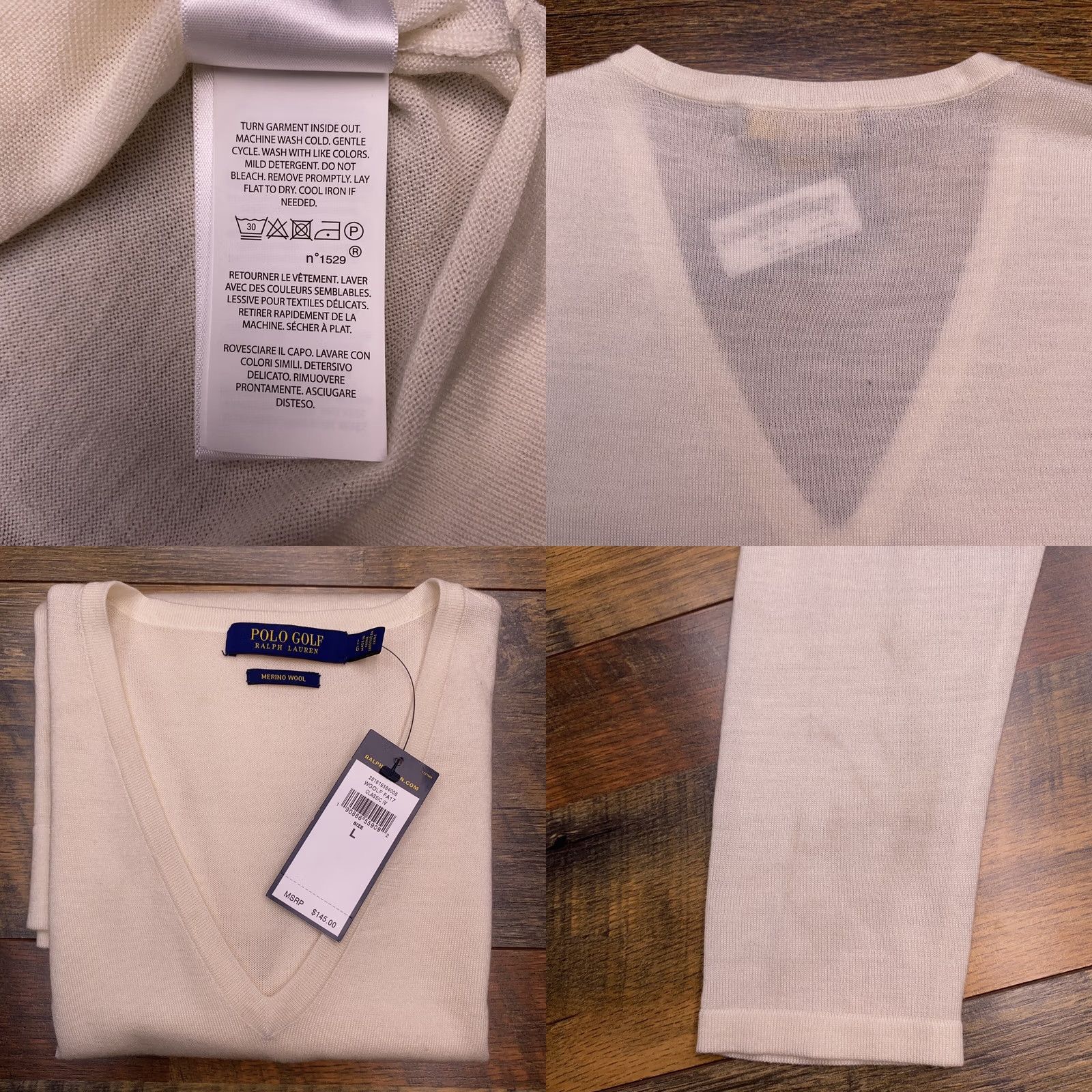 Ralph Lauren Ralph Lauren Golf Sweater Womens L Merino Wool V-Neck Pullover Knit Logo Beige Size L / US 10 / IT 46 - 8 Thumbnail