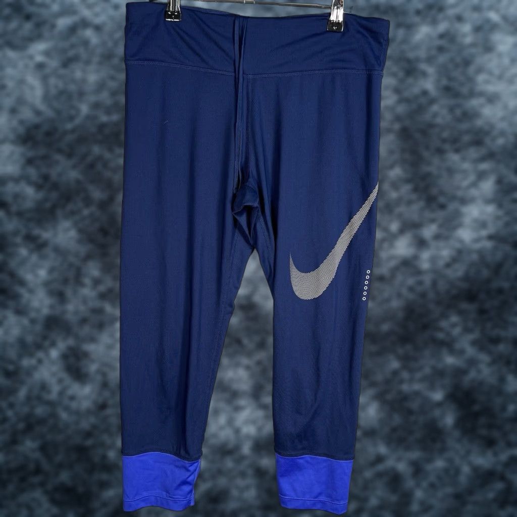 Nike VINTAGE Nike Dri Fit Athletic Tights Pants Women Large Blue Crop 3/4 Length Size 36" / US 14 / IT 50 - 1 Thumbnail