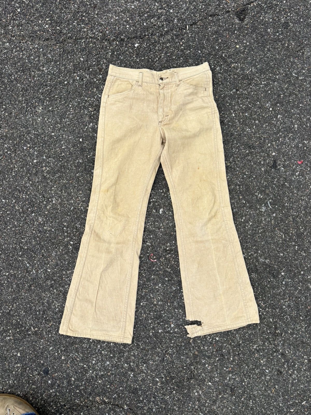 1970s Lee Tan Moleskin Bootcut Flare Western Work Pants