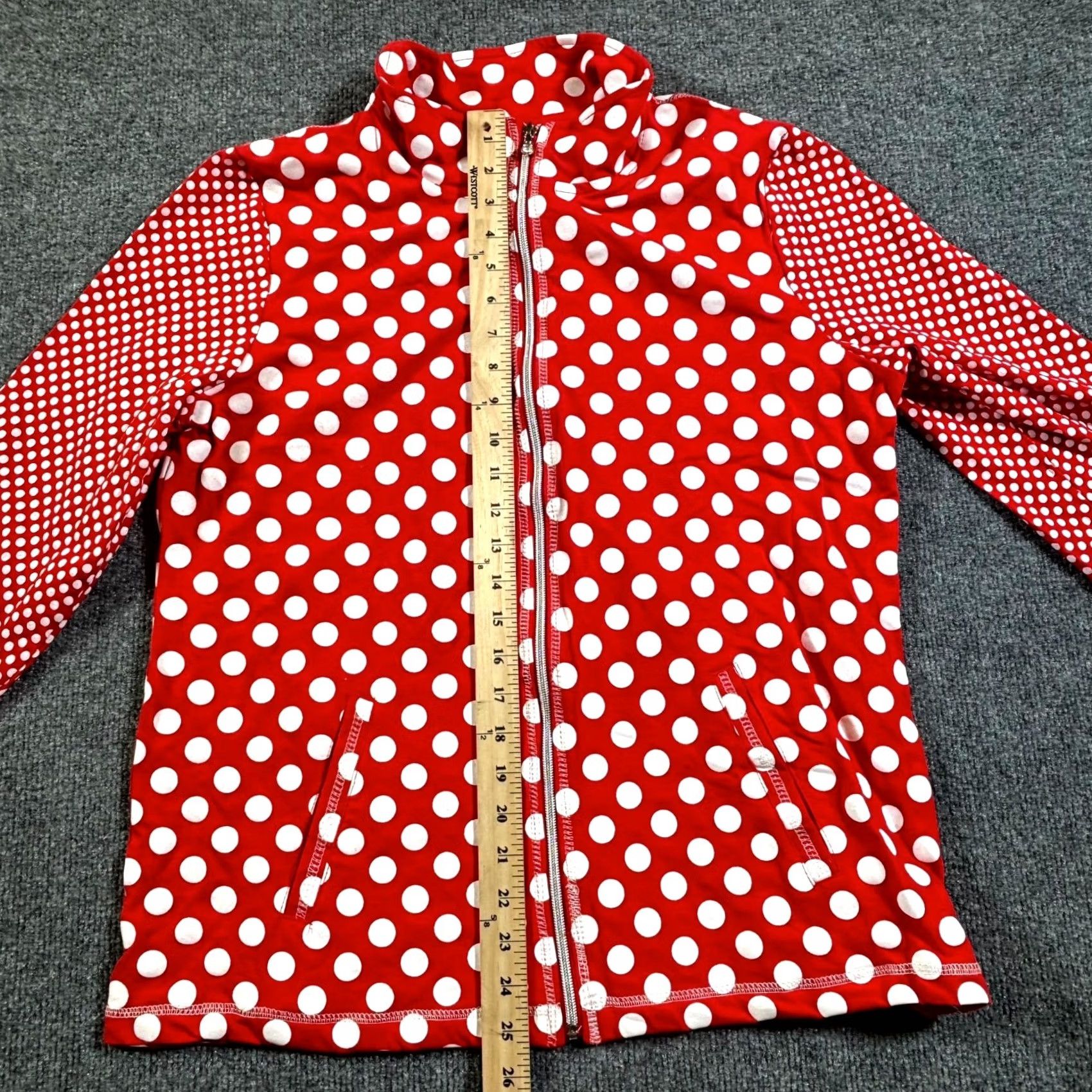 Vintage Onque Casual Jacket Womens XL Red White Polka Dot 3/4 Sleeve Full Zip Jacket Size L / US 10 / IT 46 - 7 Thumbnail
