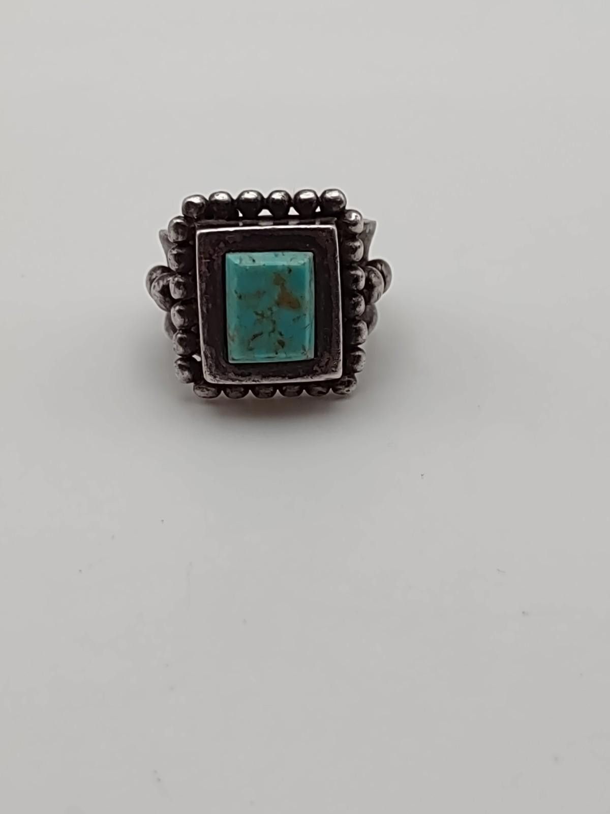 The Unbranded Brand Sterling Silver Turquoise Ring 8 SW Navajo Statement Size ONE SIZE - 1 Thumbnail