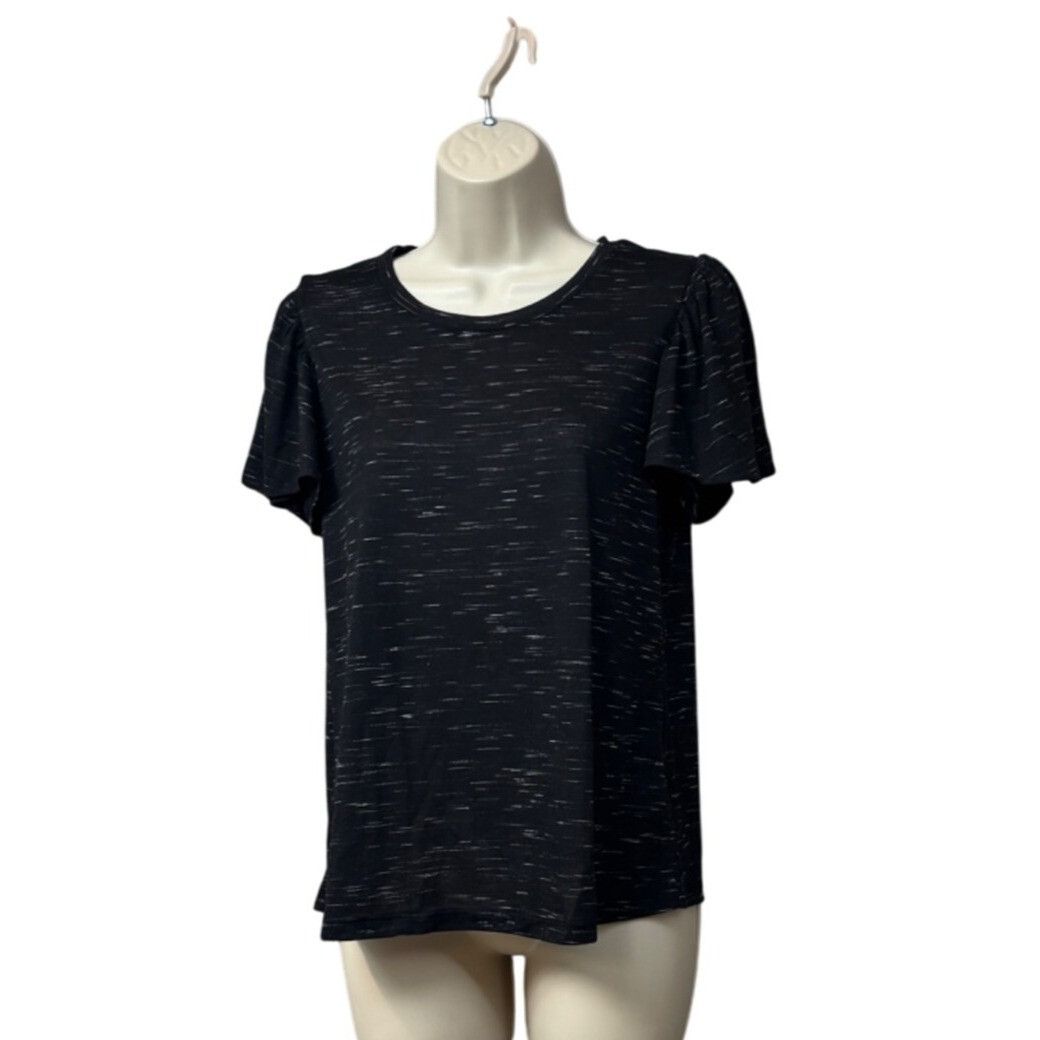 Style & Co Style & Co Petite Angelina Flutter-Sleeve Top, Black spacedy Size ONE SIZE - 5 Thumbnail