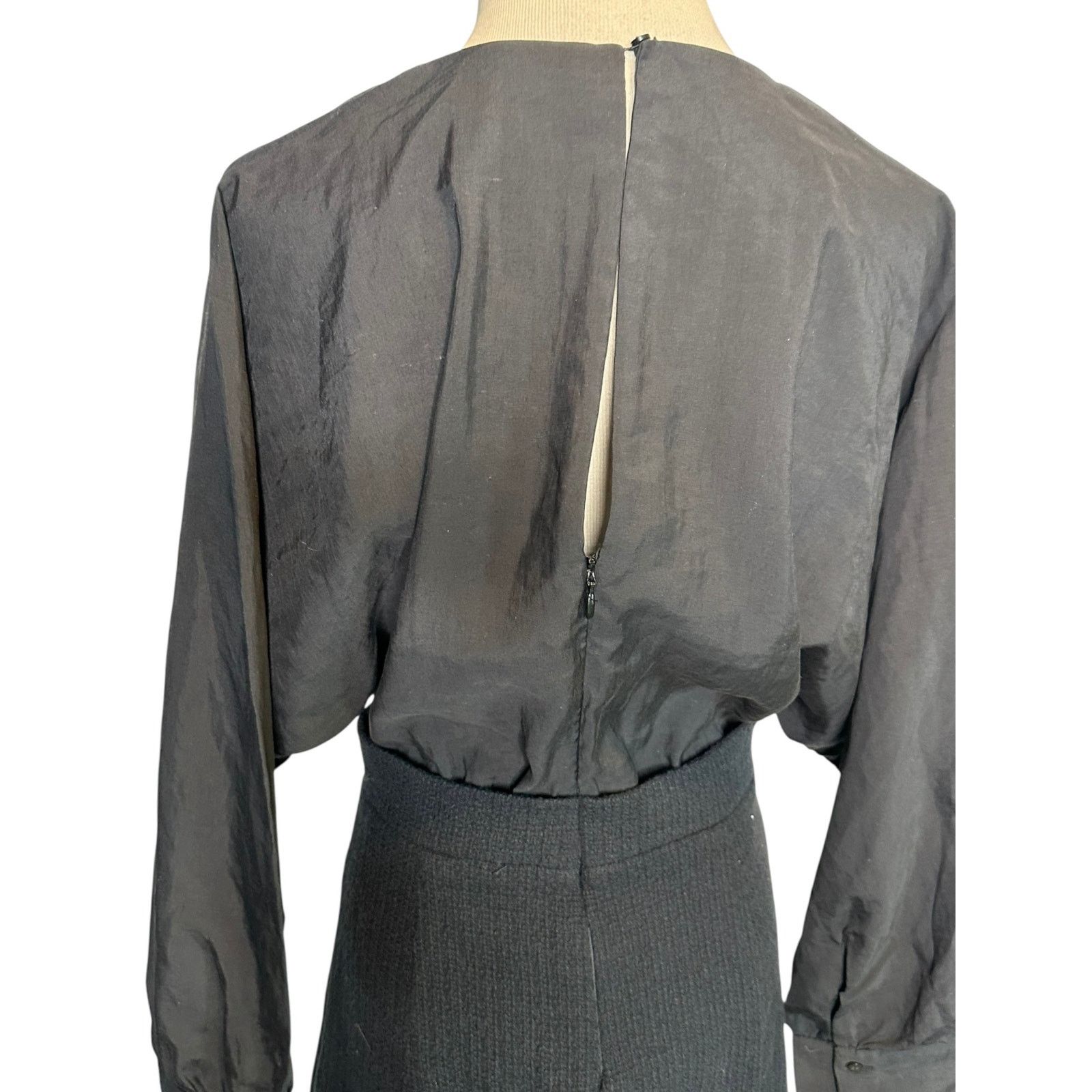 Zara Zara Black Contrasting Tweed Long Sleeve Mini Dress Size S Size S / US 4 / IT 40 - 9 Thumbnail