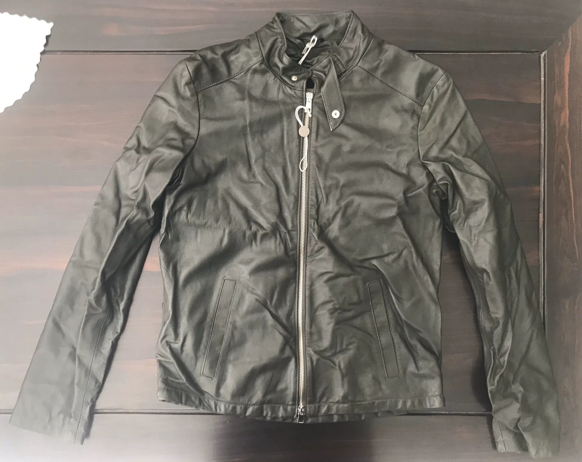 Giorgio Brato handcrafted dark green leather motorcycle jacket Size US L / EU 52-54 / 3 - 1 Thumbnail