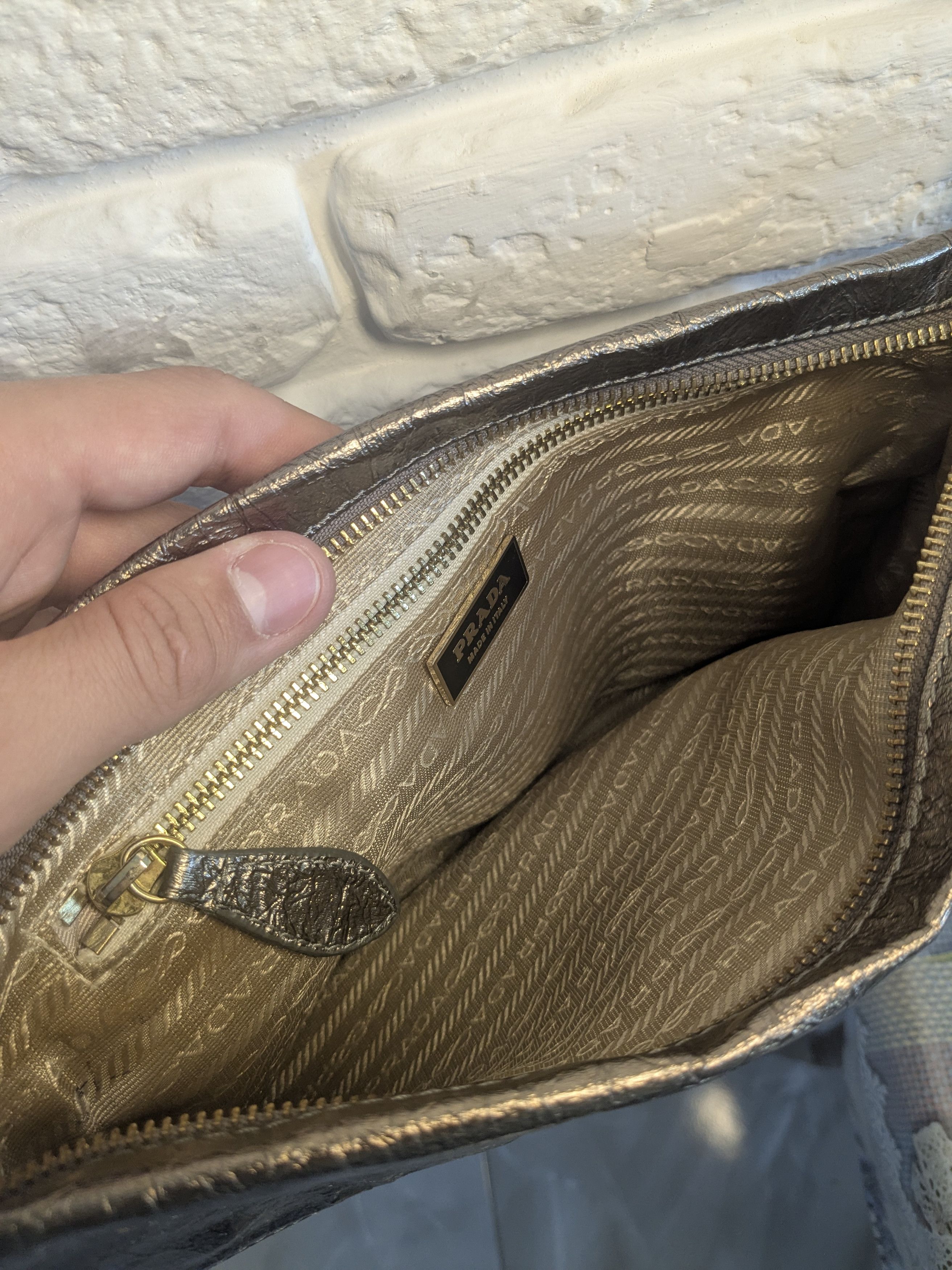 Prada Leather and neilon prada clutch bag black and Gold color Size ONE SIZE - 4 Thumbnail
