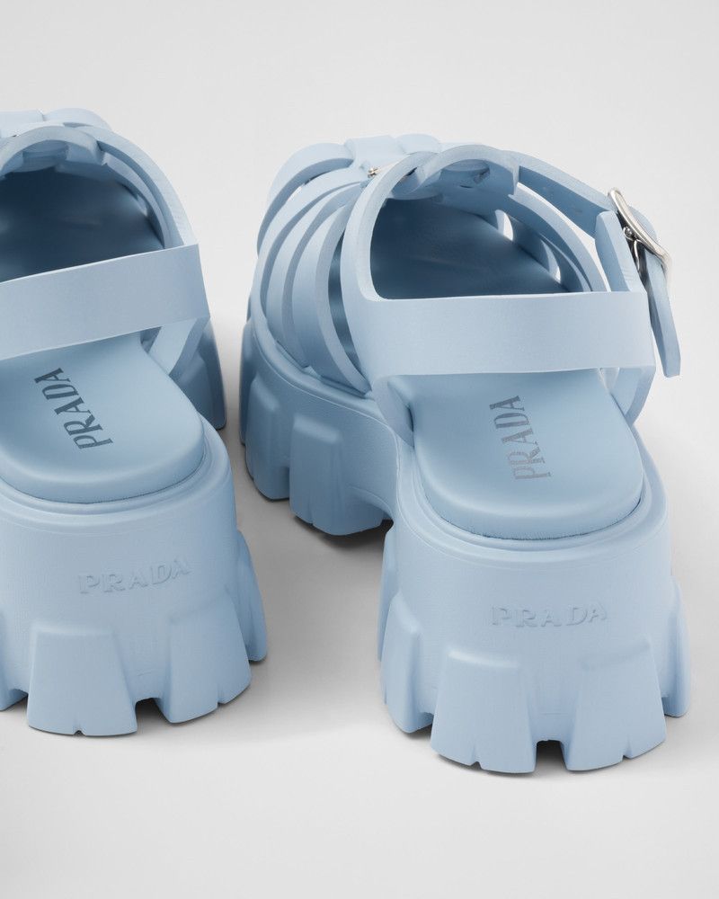 Prada o1B3y1r0426 Foam Rubber Sandals in Light Blue Size US 9 / IT 39 - 3 Thumbnail