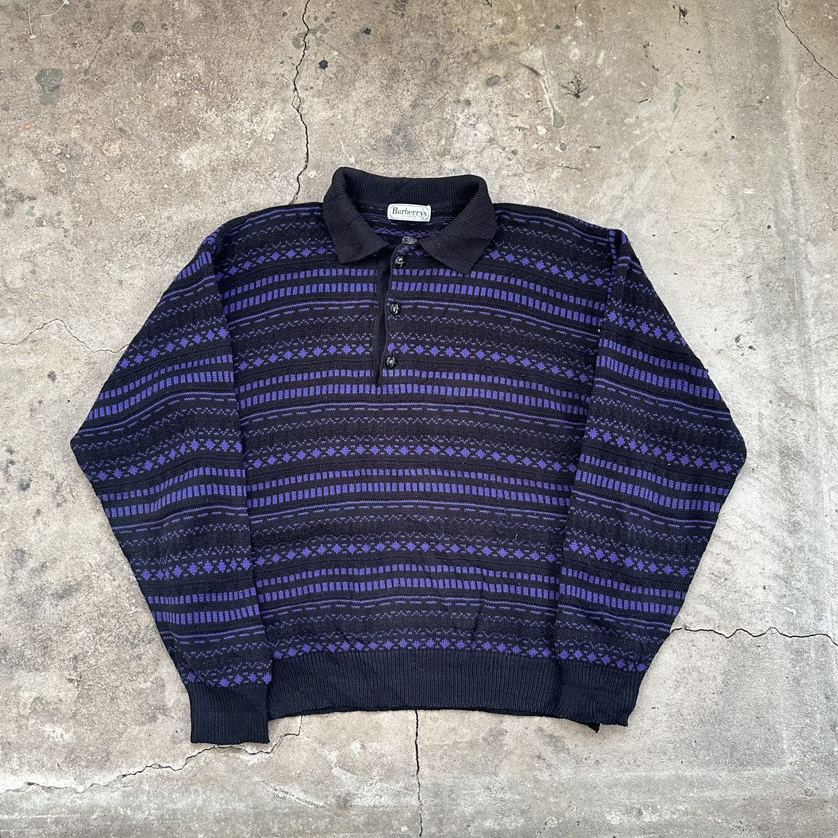Burberry Vintage Burberrys 90s Lambswool Checkered Grey Sweater Size US XL / EU 56 / 4 - 1 Thumbnail