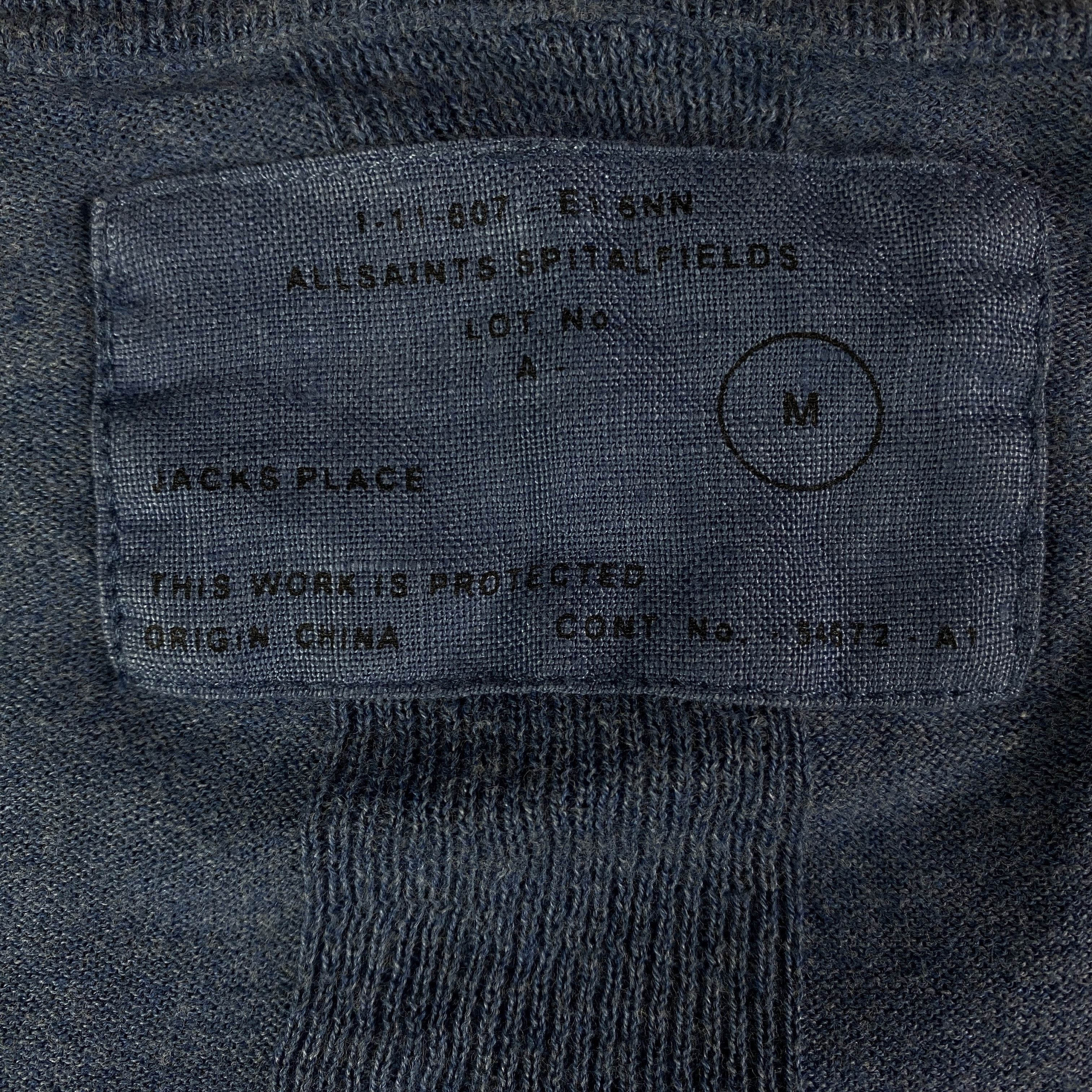 Allsaints Mens Sweater Jumper Pullover Allsaints V Neck Size M Blue Size US M / EU 48-50 / 2 - 4 Thumbnail