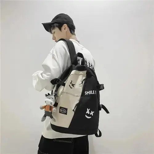 Other Fashion punk colorblock smile backpack aesthetic Size ONE SIZE - 3 Thumbnail