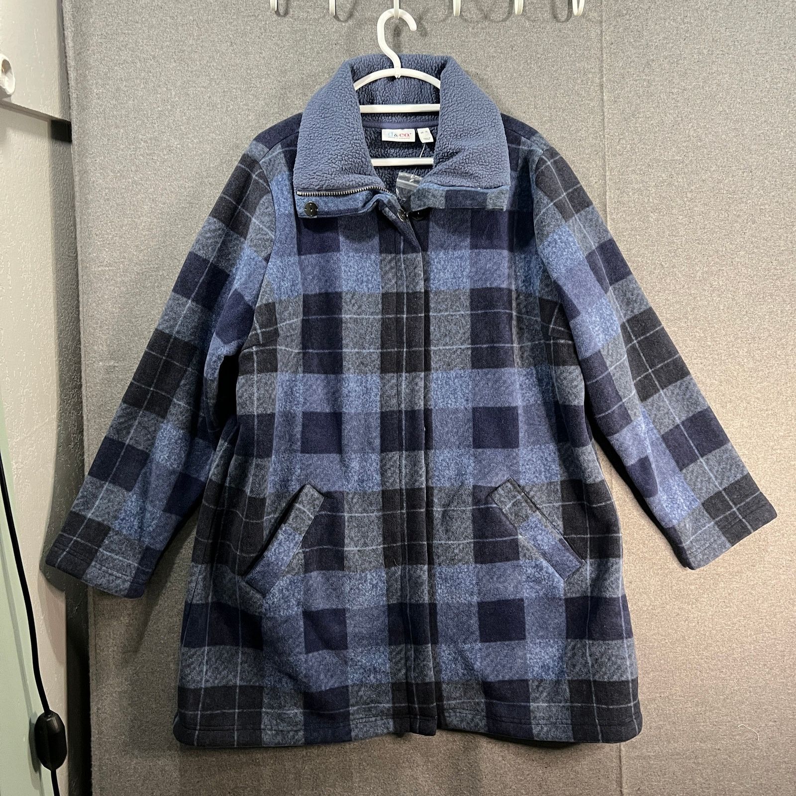 Other Denim & Co. Plaid Print Sherpa Lined Fleece Zip & Snap Size XL / US 12-14 / IT 48-50 - 1 Thumbnail
