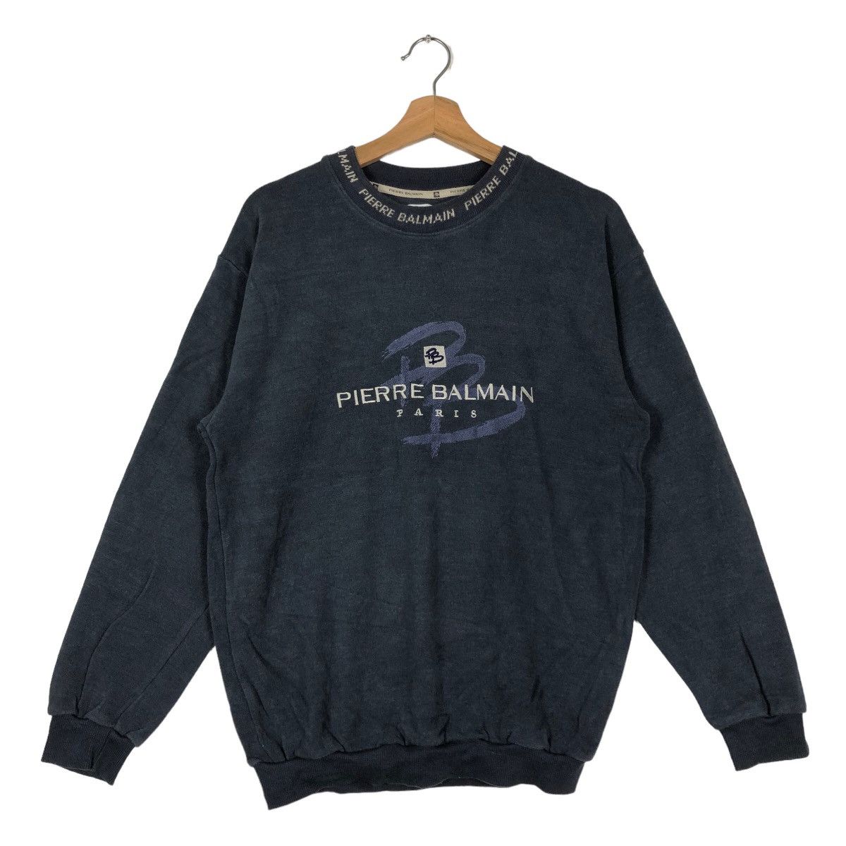 Japanese Brand 🔥Vintage Pierre Balmain Paris Sweatshirt Crewneck Big Logo Size US M / EU 48-50 / 2 - 2 Thumbnail