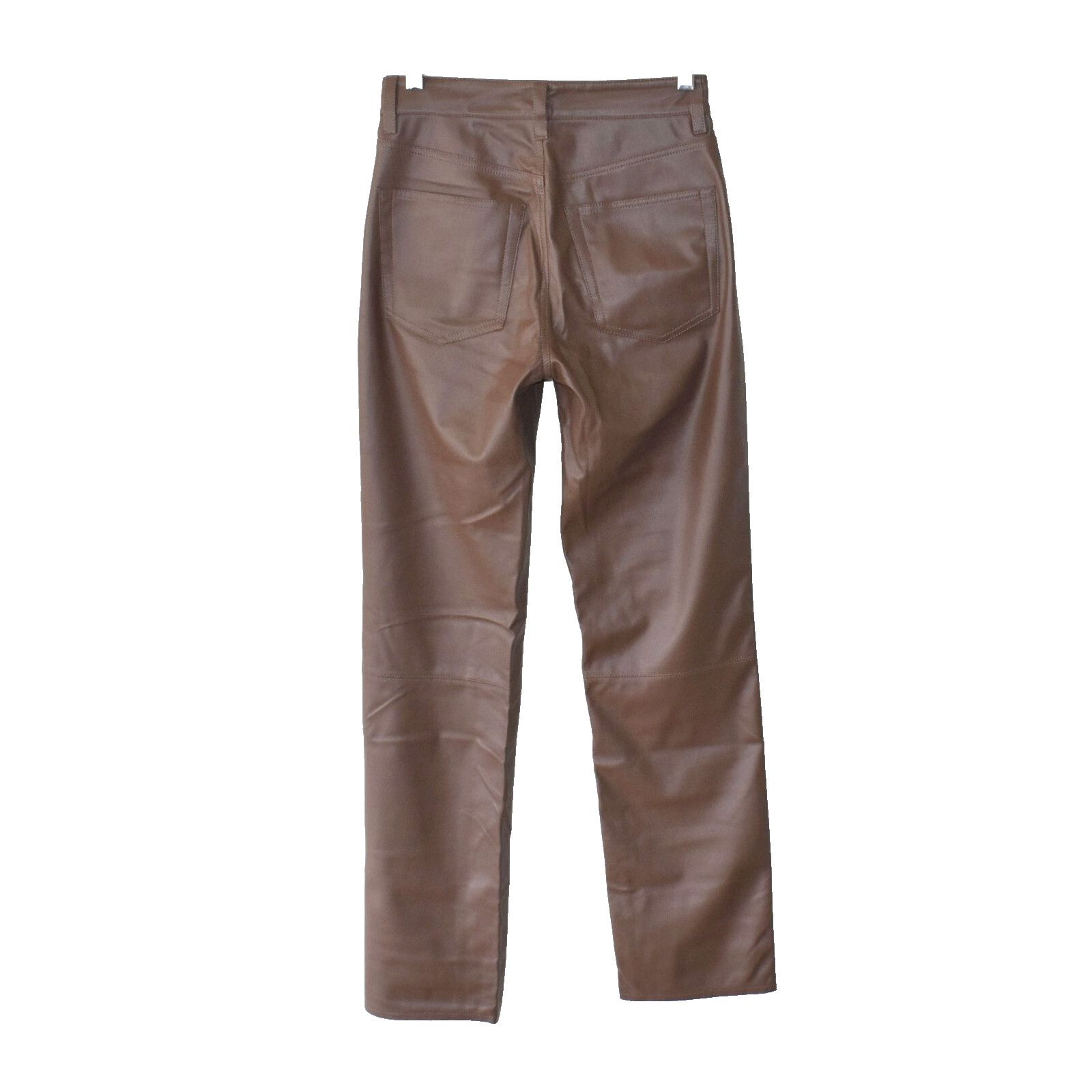 AG Adriano Goldschmied A8 NEW ADRIANO GOLDSCHMIED Vegan Leather Straight Jeans 25 Size 25" / US 0 / IT 36 - 2 Thumbnail