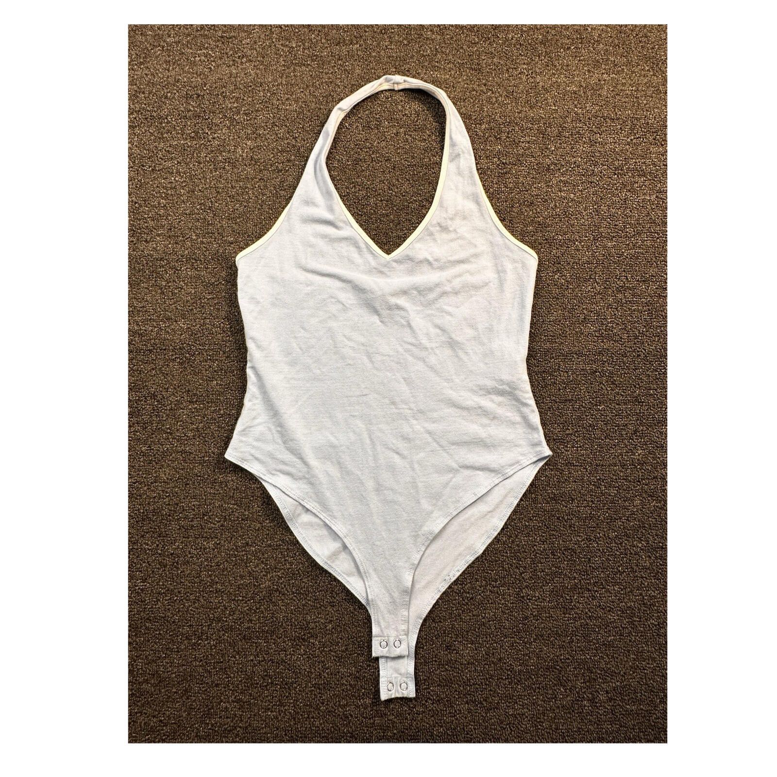 Forever 21 Forever 21 White Halter Stretch Snap Bodysuit Size M Size ONE SIZE - 1 Thumbnail