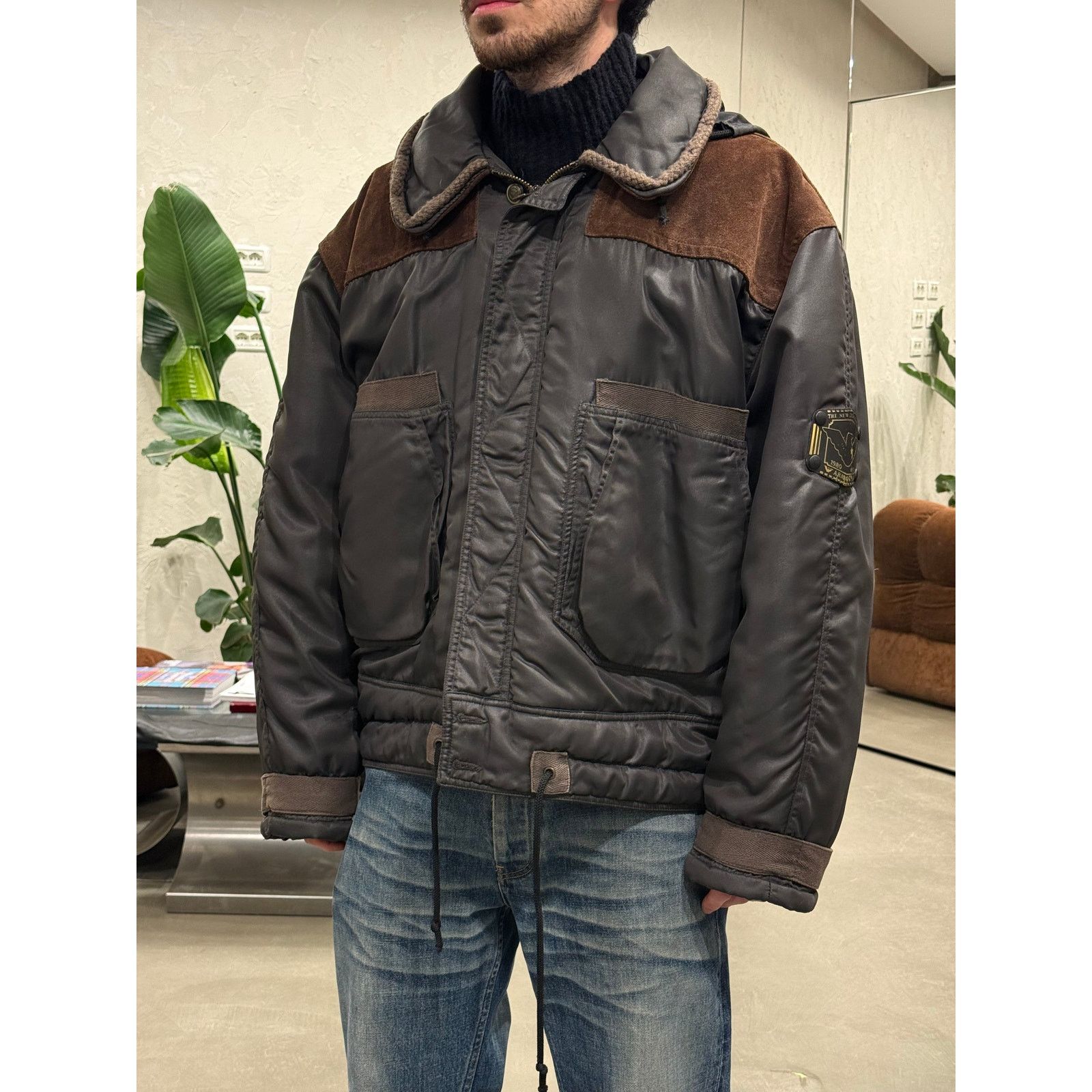Giorgio Armani 1990s Emporio Armani aviator oversized bomber jacket Size US L / EU 52-54 / 3 - 2 Thumbnail