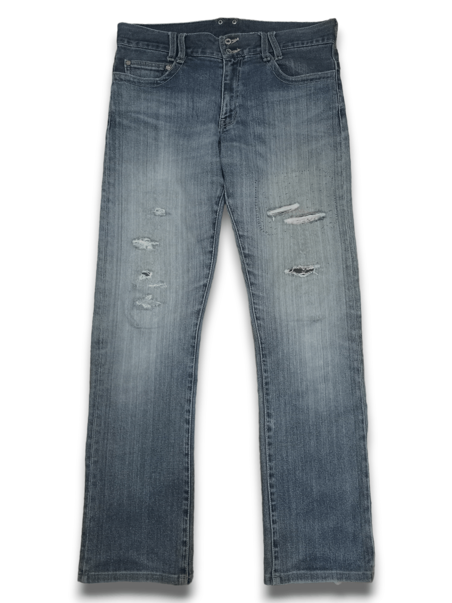 Japanese Brand Vintage Japanese Brand Blue Wash Distressed Loose Jeans Size US 33 - 1 Thumbnail