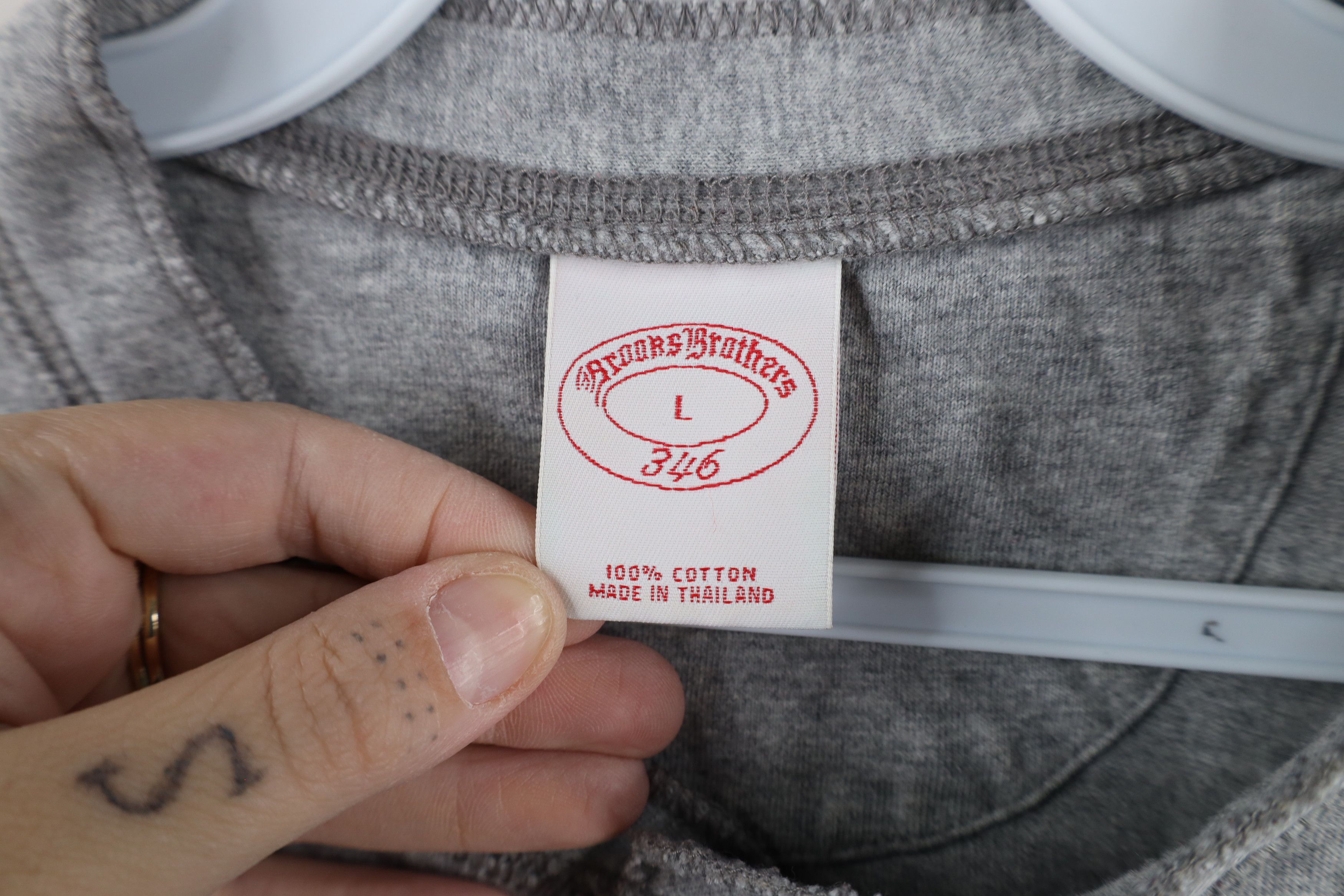 Brooks Brothers × Vintage Vintage 90s Brooks Brothers Long Sleeve Henley T-Shirt Gray Size US L / EU 52-54 / 3 - 5 Thumbnail