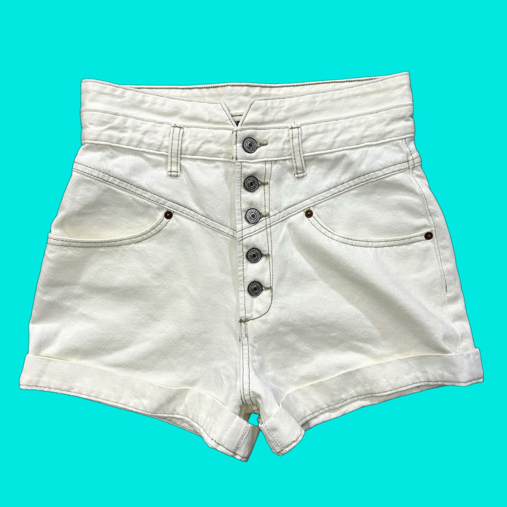 Abercrombie & Fitch Abercrombie & Fitch Shorts Womens 27 White Denim High Rise Cuffed Short? Size 27" / US 4 / IT 40 - 1 Thumbnail