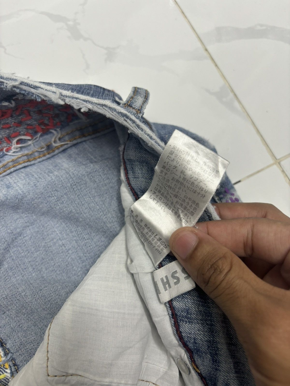Japanese Brand Vintage Closshi Hand Knit Distressed Denim Jeans Size US 34 / EU 50 - 12 Thumbnail