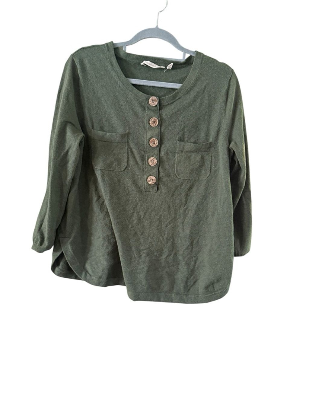 Soft Surroundings Women's Soft Surroundings Green Long Sleeve Henley Tee L Size L / US 10 / IT 46 - 9 Thumbnail
