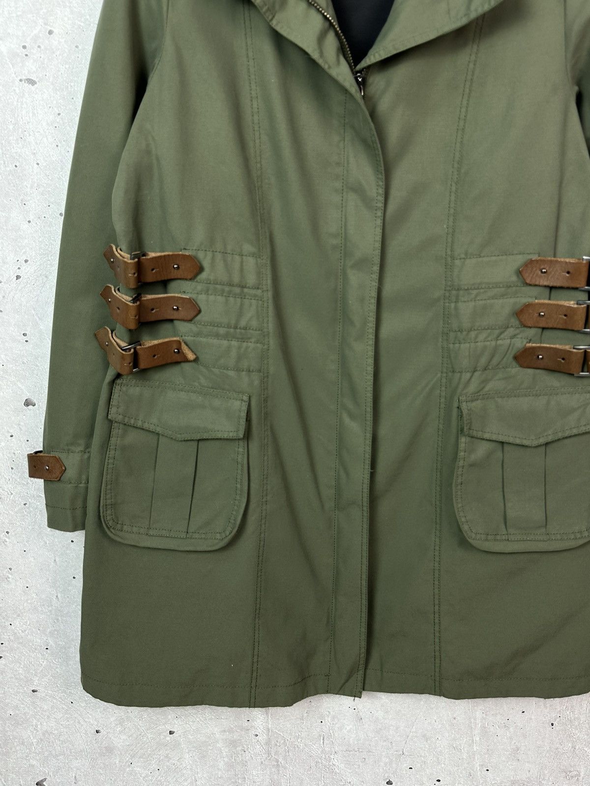 Vintage Benedetta Novi Leather Belts Khaki Made in Italy Jacket Size M / US 6-8 / IT 42-44 - 3 Thumbnail