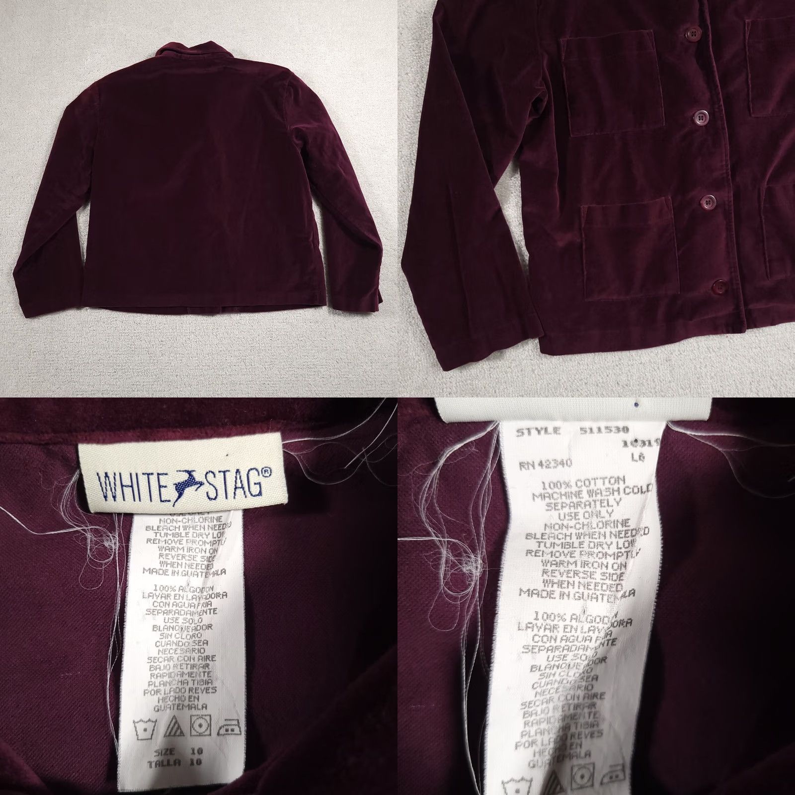 Vintage VINTAGE White Stag Velour Purple Long Sleeve Button Up Jacket Womens Size 10 Size L / US 10 / IT 46 - 8 Thumbnail