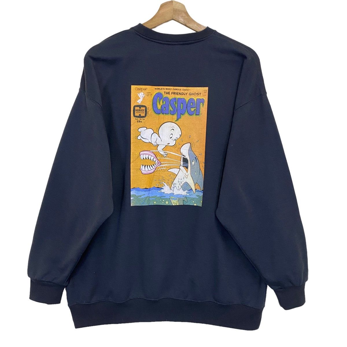 image of Cartoon Network The Friendly Ghost Casper Big Logo Sweatshirt Size L in Grey, Men's