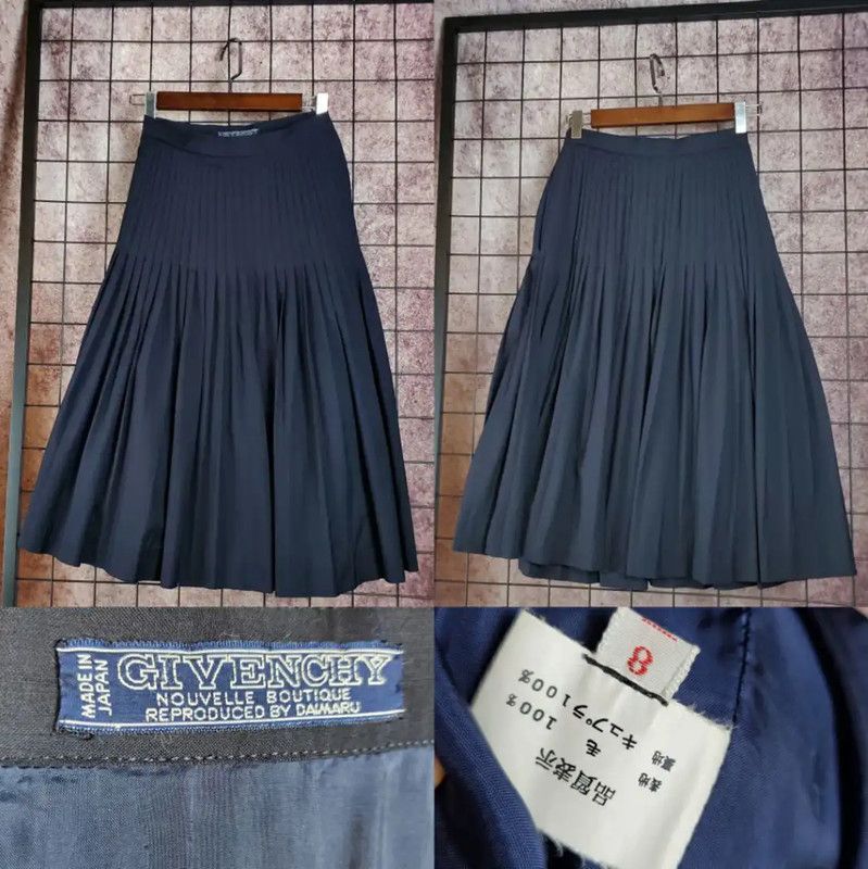 Givenchy Black Wool Pleated Skirt 0089