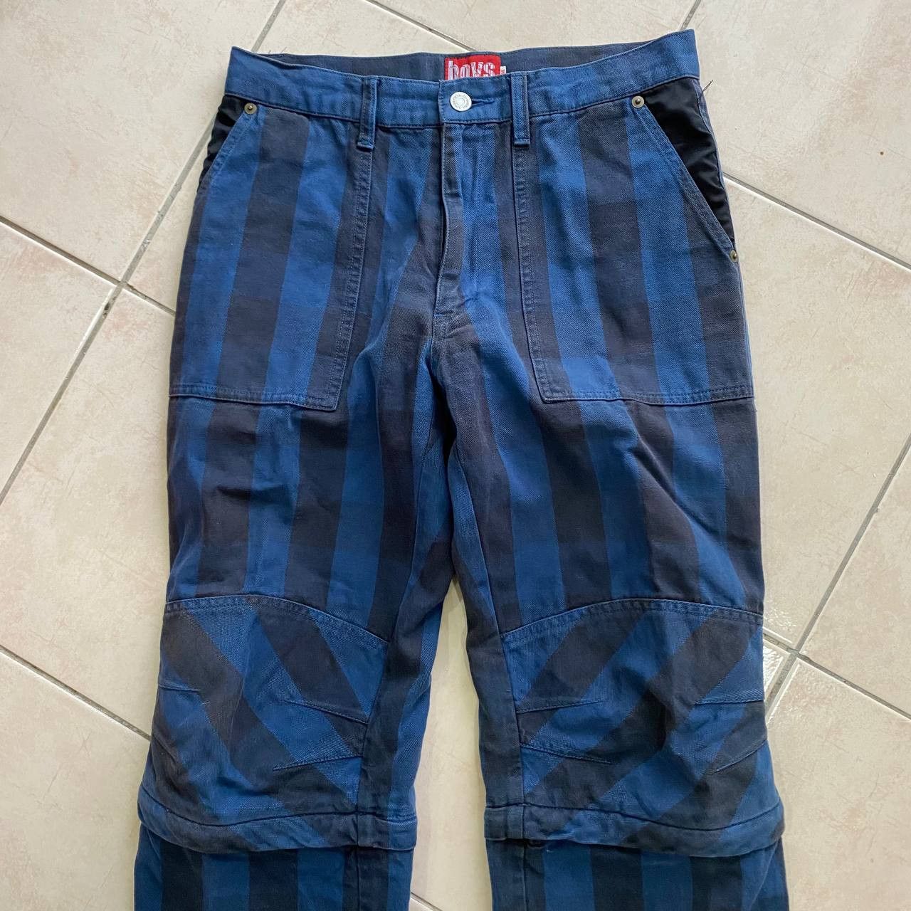 Japanese Brand Batsu Plaid Blue Rare Detachable Knee Rider Style Pant Size US 28 / EU 44 - 3 Thumbnail