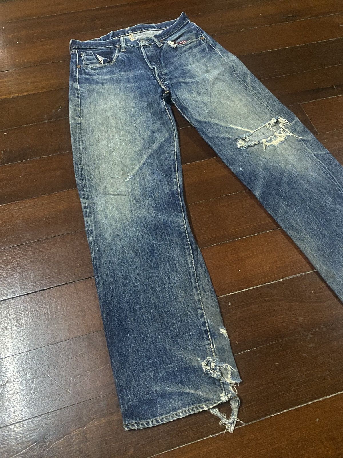 Warehouse & Co. Vintage Pherrow’s Stormy Blue Flared distressed mud wash Size US 32 / EU 48 - 3 Thumbnail