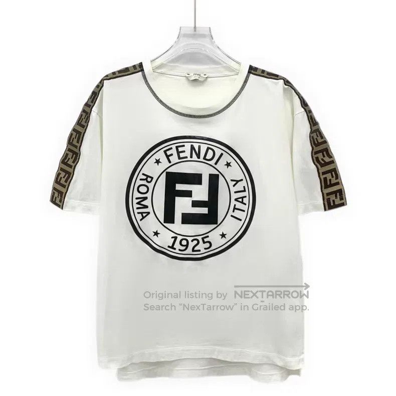 Fendi Fendi White Double F Printed Cotton Crew Neck Short Sleeve Size XS / US 0-2 / IT 36-38 - 1 Thumbnail