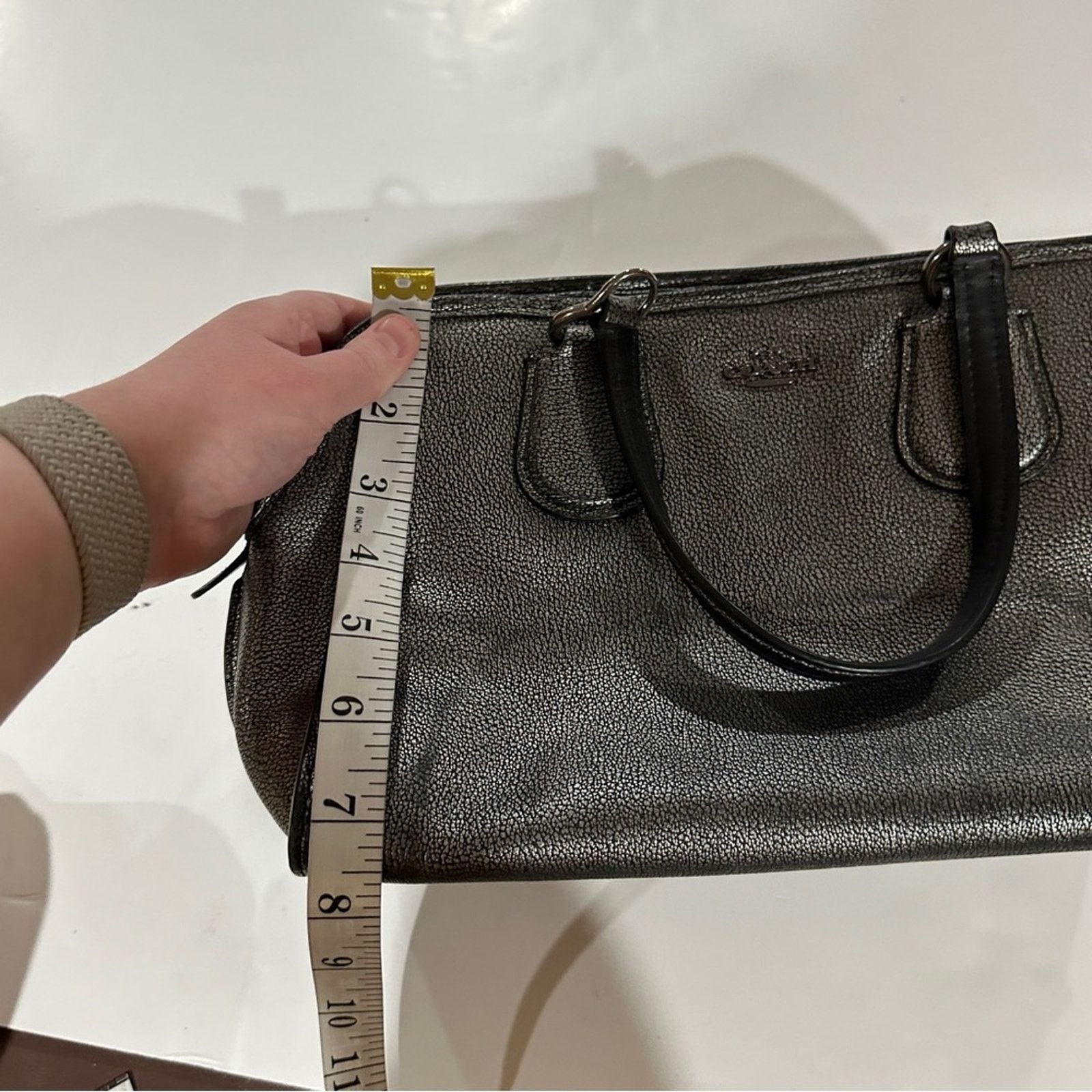 Coach Coach Nolita Gunmetal Leather Metallic Satchel Shoulder Bag Size ONE SIZE - 16 Thumbnail