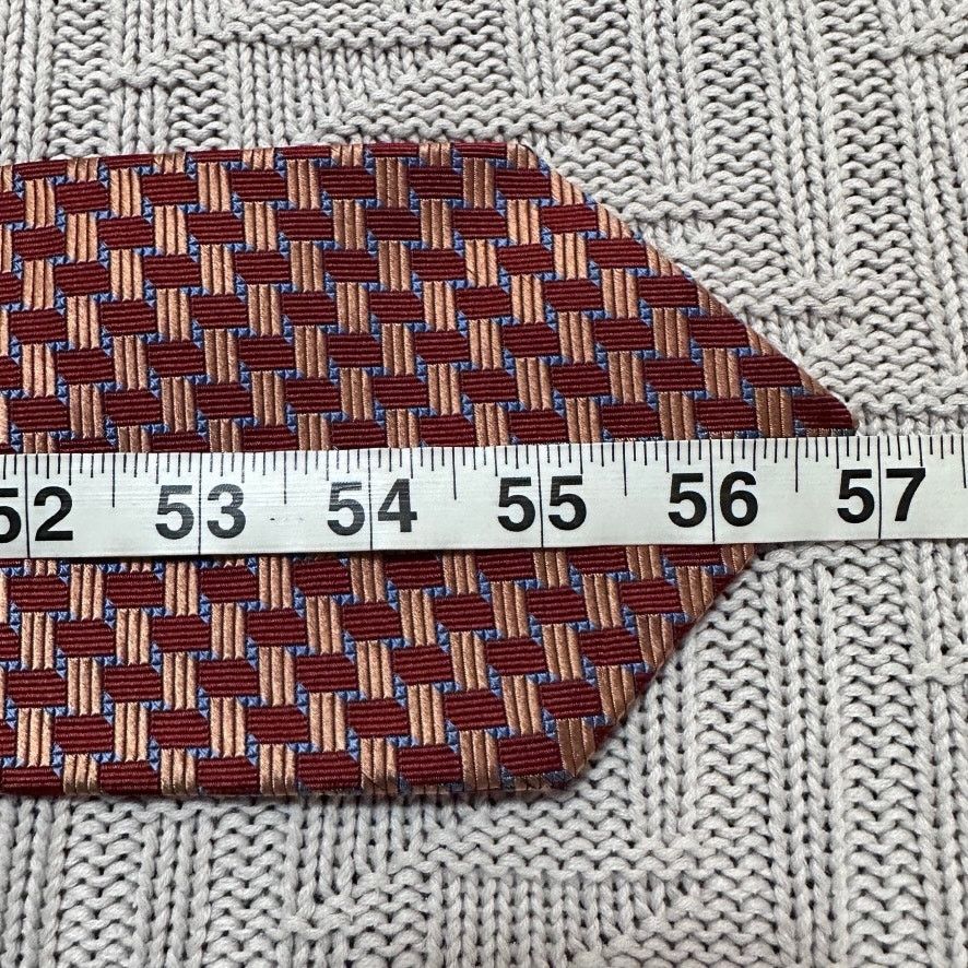Paul Fredrick Paul Fredrick red and orange basketweave Italian silk tie Size ONE SIZE - 4 Thumbnail
