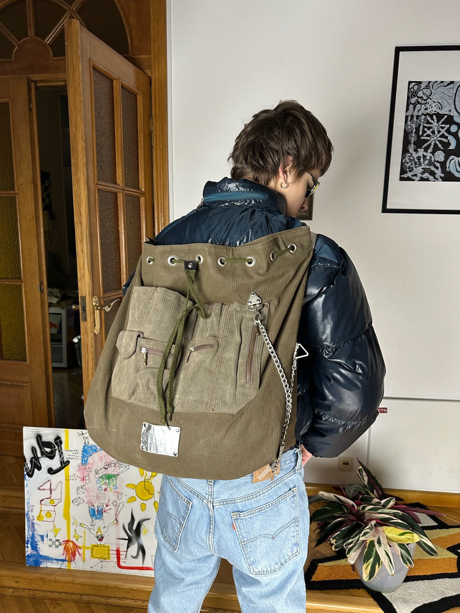 2000s Dolce & Gabbana Black army Cargo Shoulder Bag