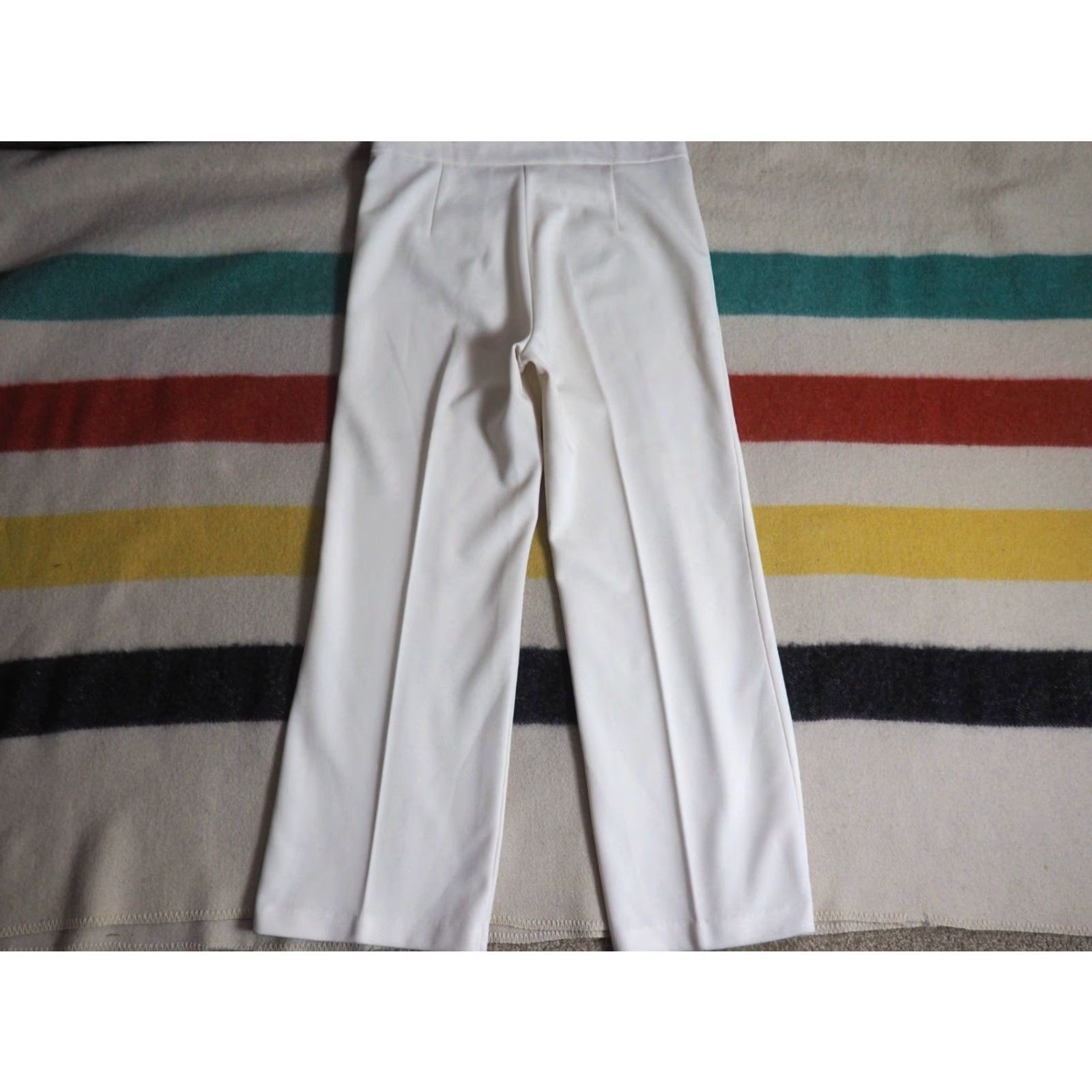 Vintage VTG 70s Jack Winter Double Knit Cream Ivory Hippy Disco Poly 35x30 Slacks Pants Size US 35 - 2 Thumbnail