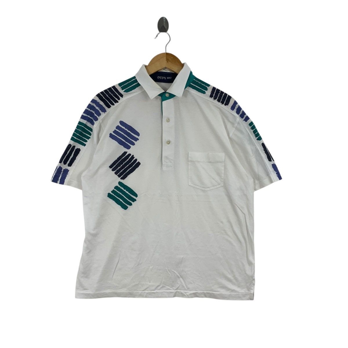 Vintage Vintage 90s COTTON MIST Abstract Painting Jersey Polo Tee Size US L / EU 52-54 / 3 - 4 Thumbnail
