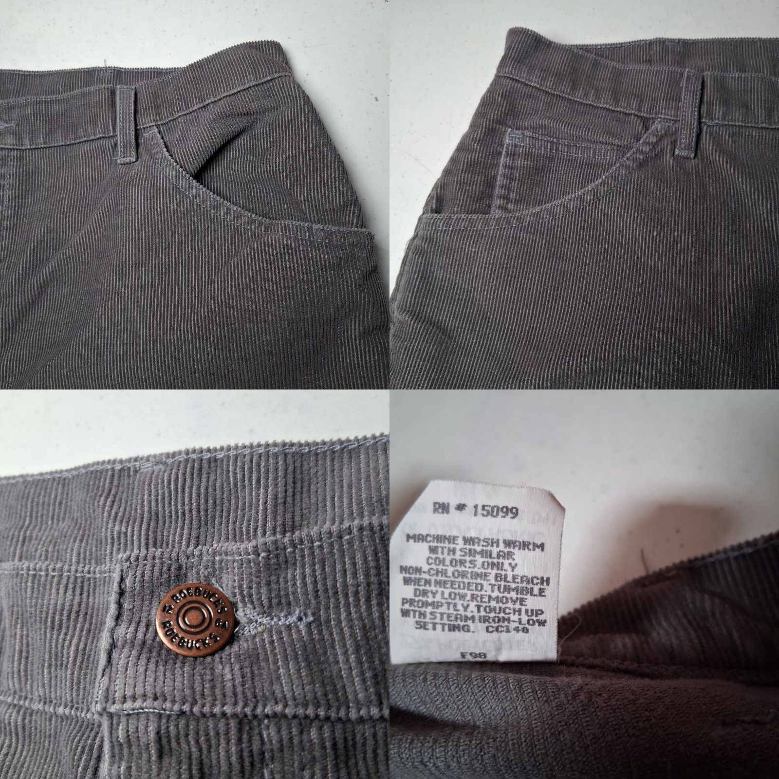 Vintage VINTAGE Roebucks Corduroys Pants Men 36x29.5 Gray Corduroys Classic 5-Pocket Roebuck & Co. Mens Regular Straight Read Size US 36 / EU 52 - 8 Thumbnail