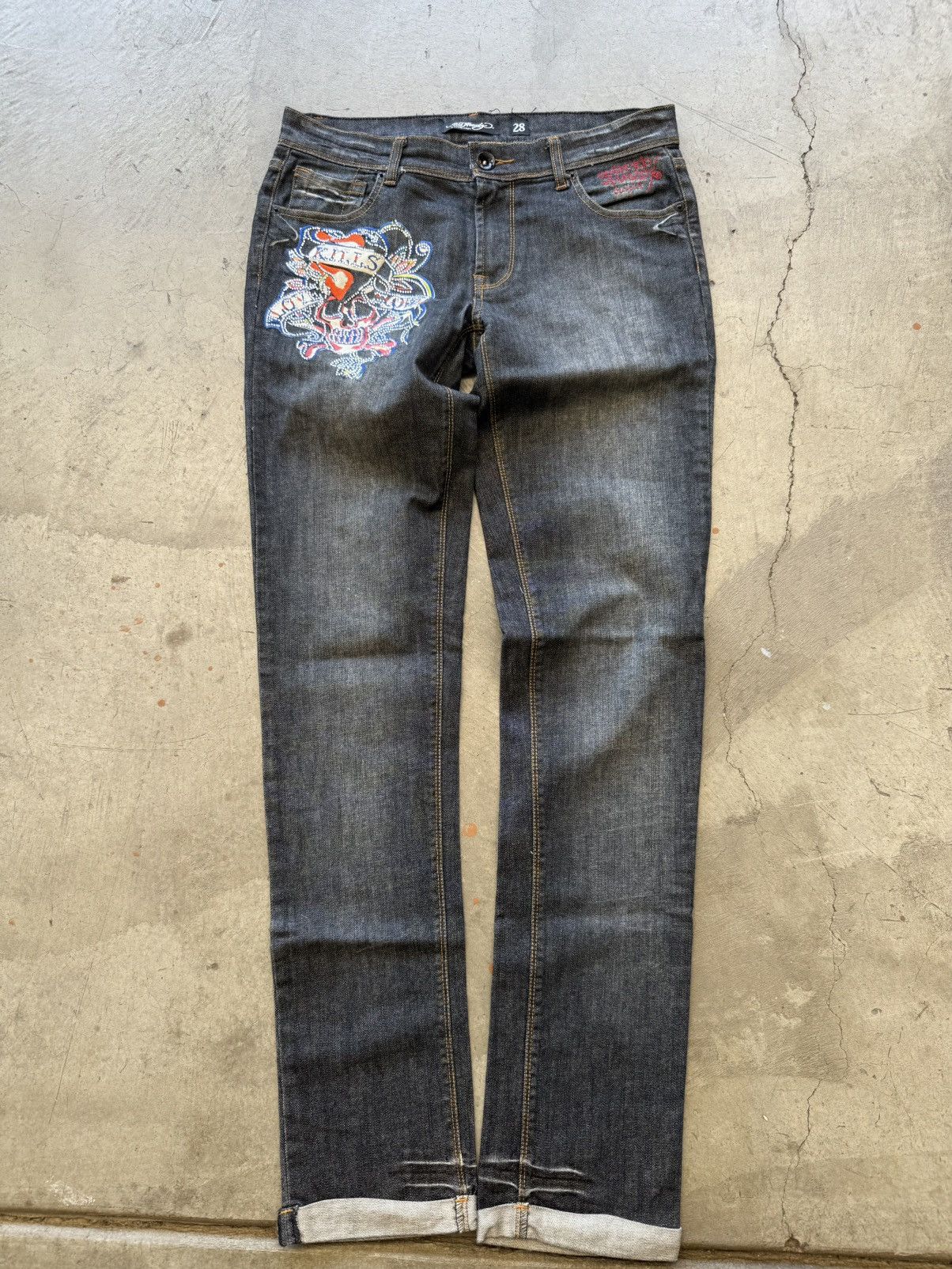 Ed Hardy Women’s Ed hardy vintage Y2K 00s straight fit denim skull 28 Size 28" / US 6 / IT 42 - 2 Thumbnail