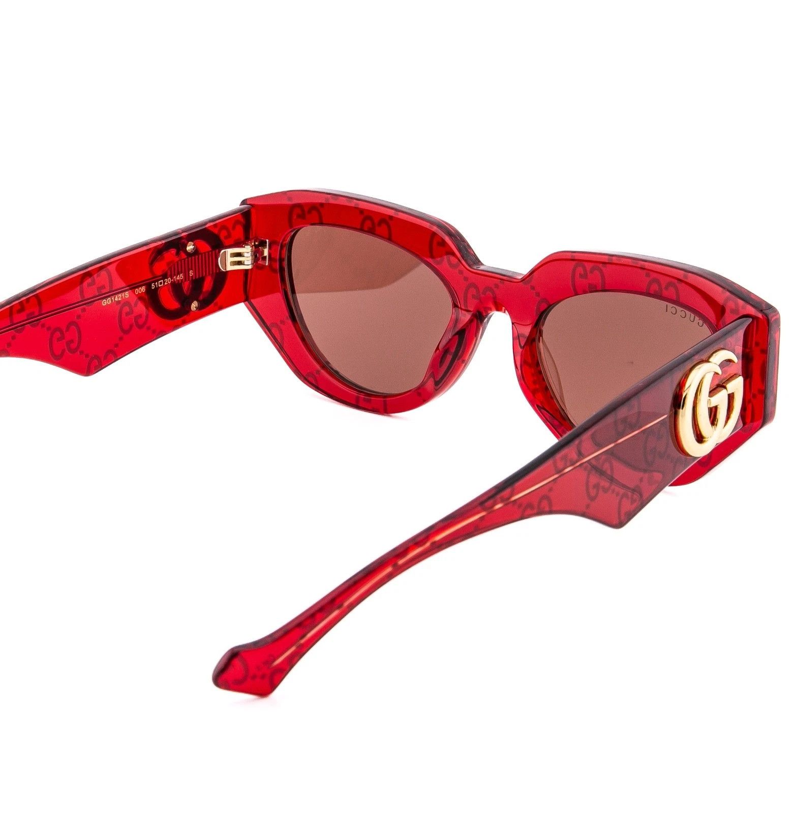 Gucci GUCCI 1421 Crystal Red Print 1421S Geometric Sunglasses 006 Size ONE SIZE - 2 Thumbnail