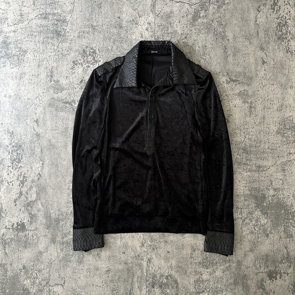 image of Yasuyuki Ishii “Velvet Python” Collared Shirt in Black, Men's (Size Small)