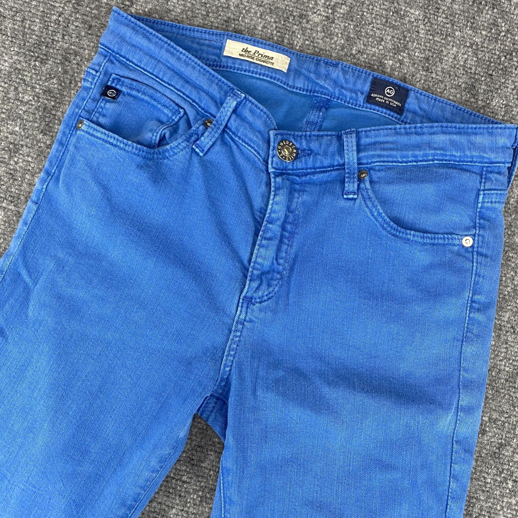 Vintage AG Adriano Goldschmied Jeans Womens 26R Blue The Prima Mid-Rise Skinny Made USA Size 26" / US 2 / IT 38 - 2 Thumbnail